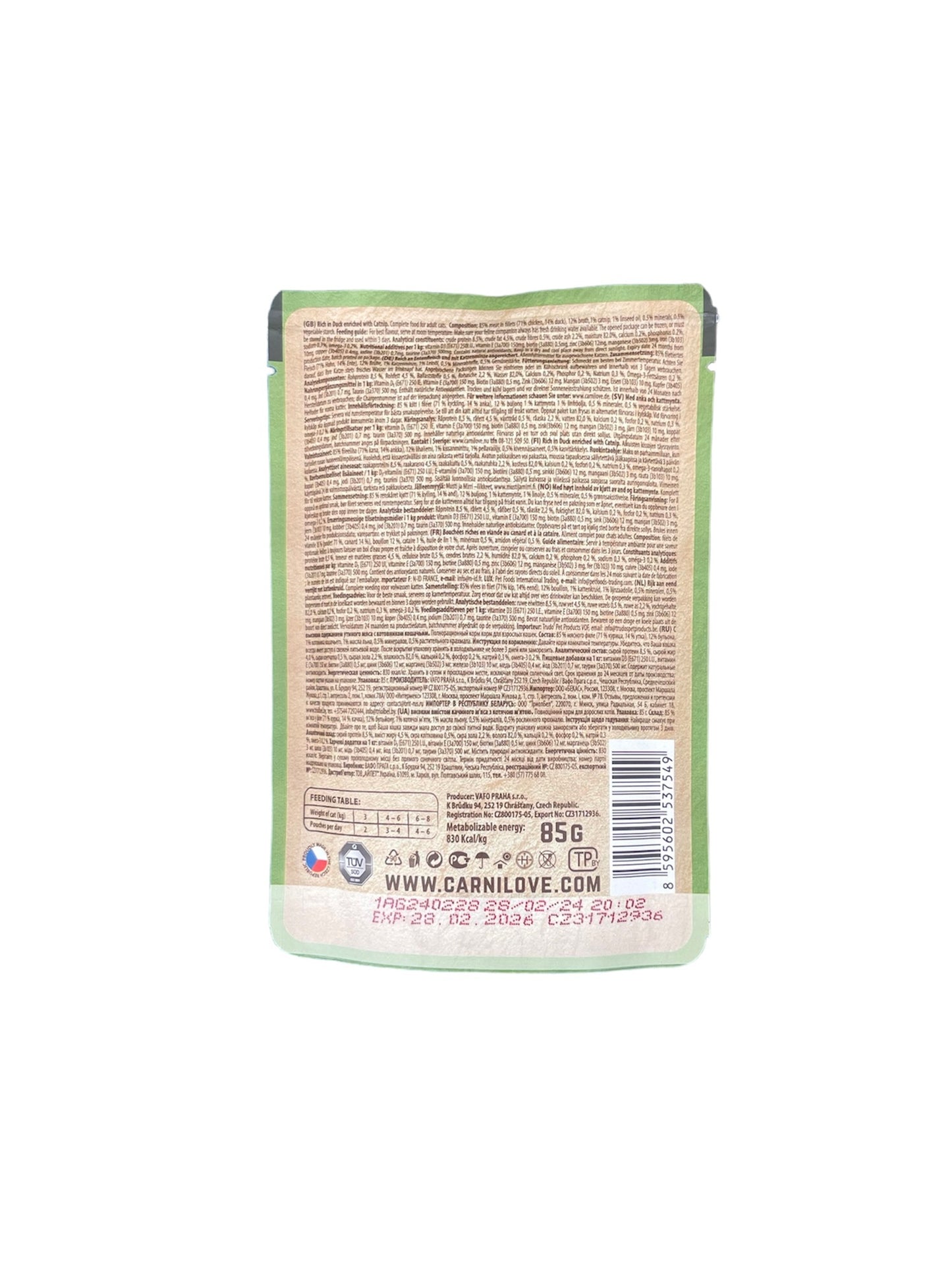 Duck with Catnip Carnilove pouch