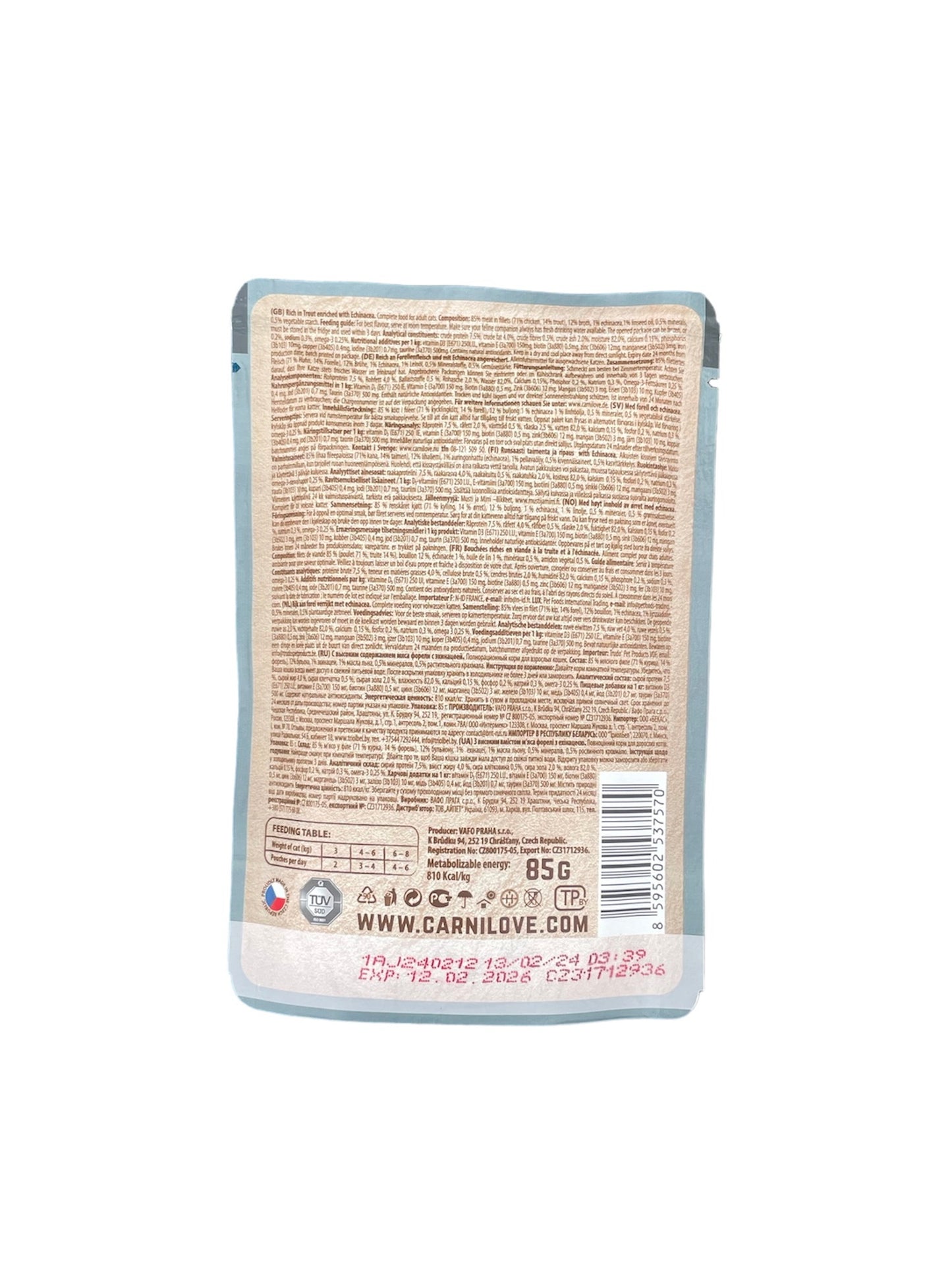 Trout cat food pouch