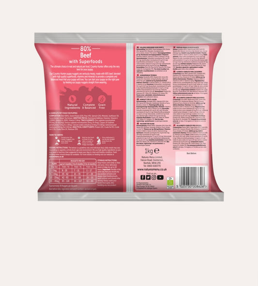 Beef puppy nuggets natures menu raw