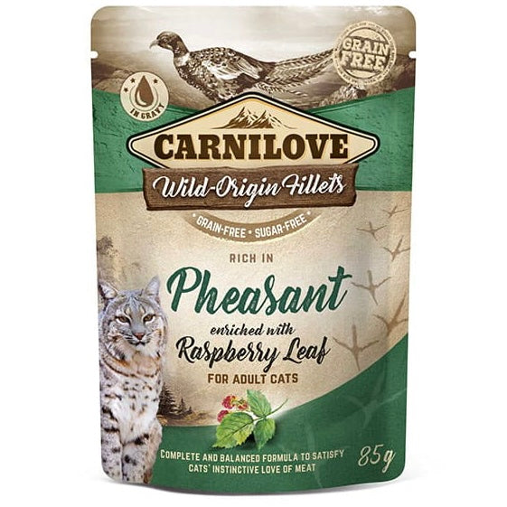 Pheasant with raspberry wet cat food pouch