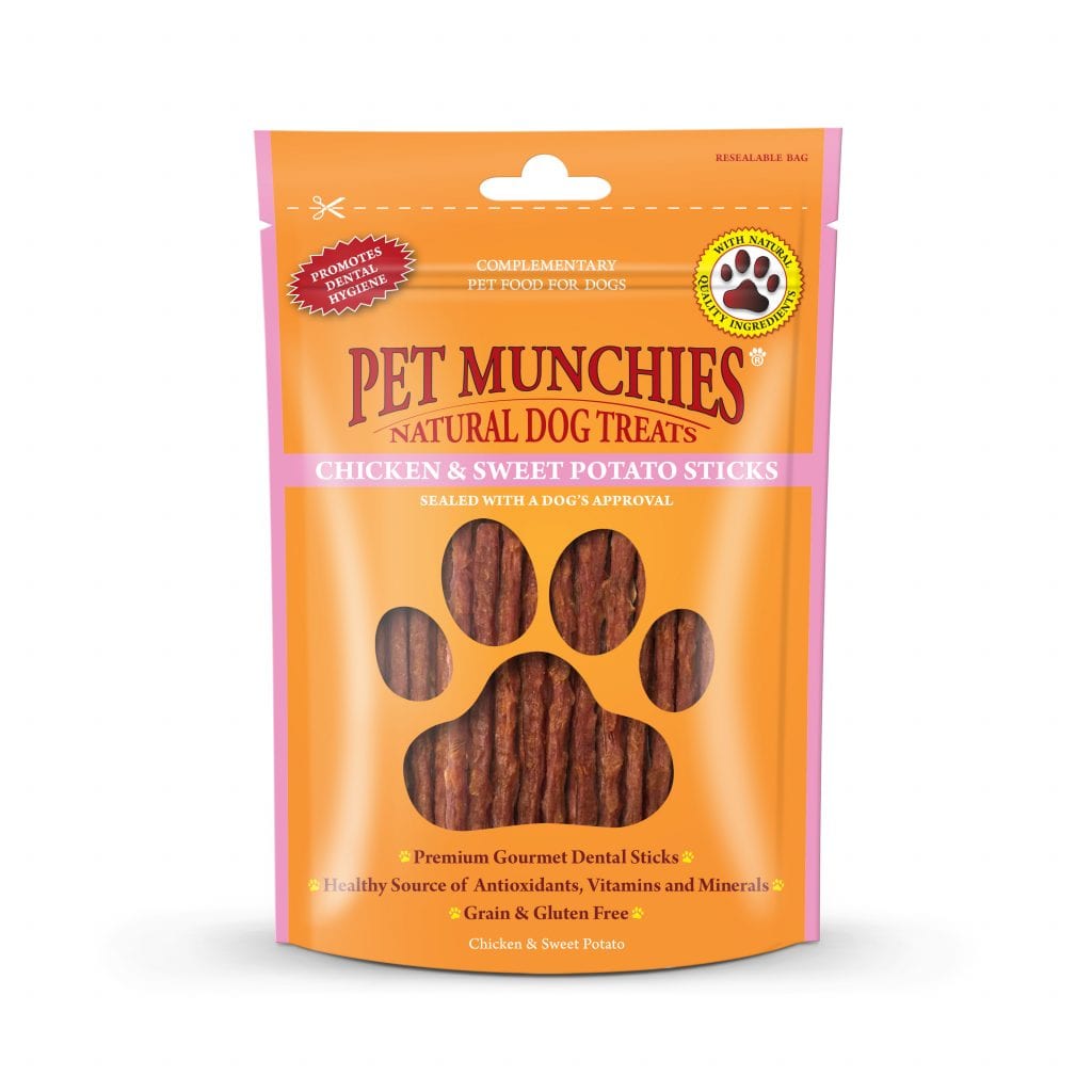 Chicken and sweet potato sticks pet munchies