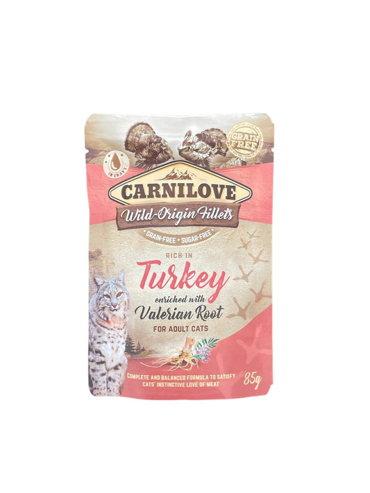Turkey with valerian root cat pouch food