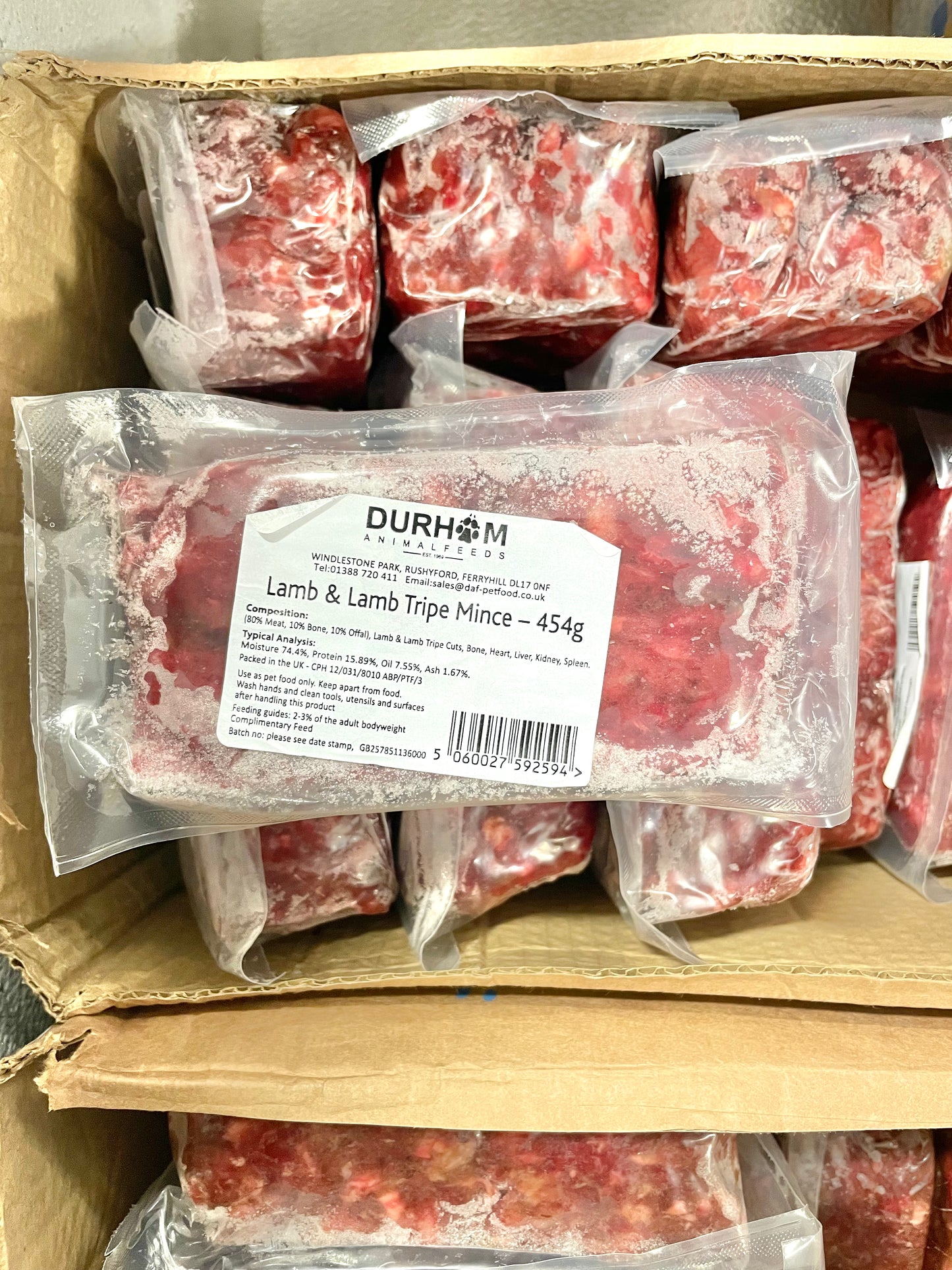 Lamb & lamb tripe Durham raw 454g